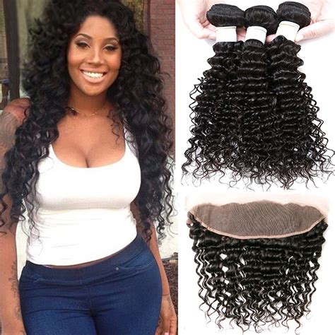 Brazilian Deep Wave Hair With Frontal Closure X Human Hair Bundles