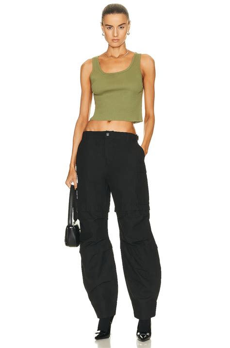 Eterne Cropped Scoop Neck Tank Top In Olive Fwrd