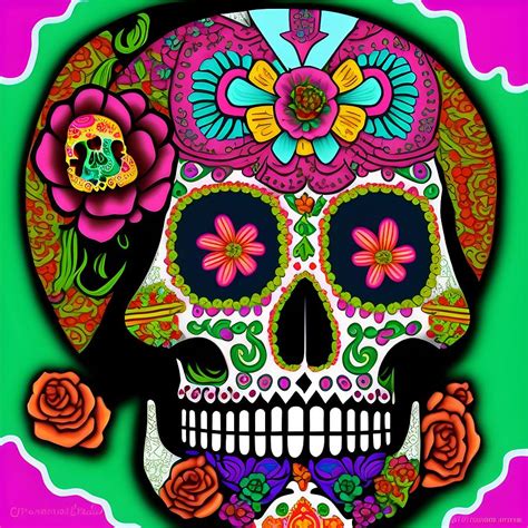 Calavera Sugar Skull, Generative AI Illustration Digital Art by ...