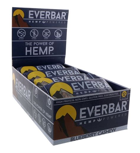 Everbar Hemp Powered G Protein Bars Gluten Free Blueberry