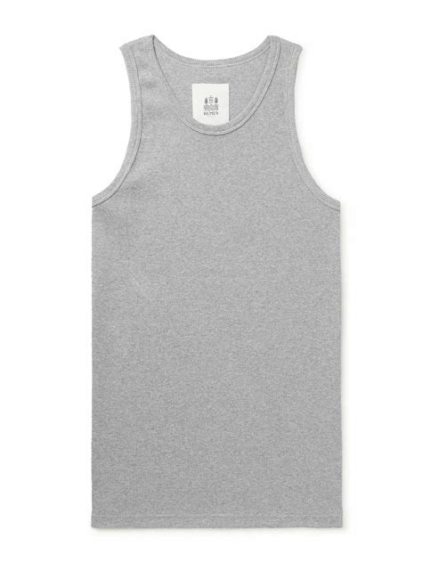 Hemen Biarritz Gari Ribbed Stretch Cotton Tank Top Gray