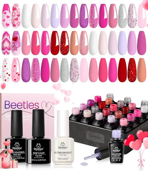 Amazon Beetles Pink Gel Polish Set Colors Hot Pink Alluring Sweetie Collection Nude