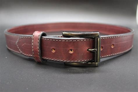 Leather Belt Full Grain Leather Belt Oxblood Black Leather Etsy In