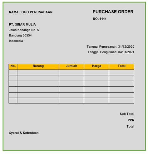 Contoh Surat Purchase Order Word Contoh Surat Hot Sex Picture