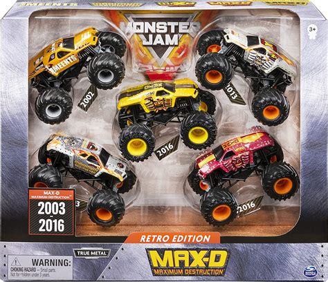 Monster Jam, Official Retro Edition Max-D 5-Pack of 1:64 Scale Monster ...