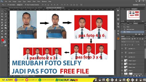 Cara Mudah Membuat Pas Foto 2x3 3x4 4x6 Di Photoshop Tutorial89 Youtube