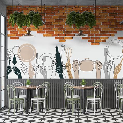 Wallpaper for Restaurant Wall - Brick Wall - Magic Decor