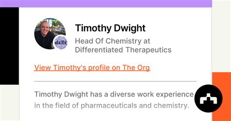 Timothy Dwight - Head Of Chemistry at Differentiated Therapeutics | The Org