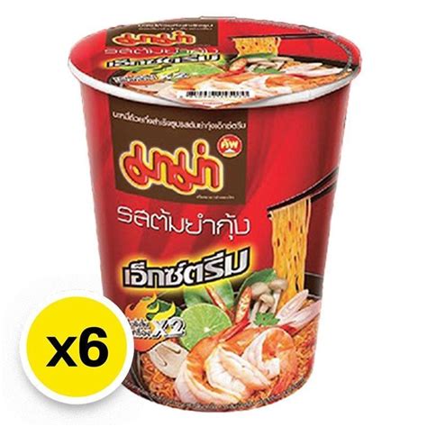 Mama Cup Instant Noodles Extreme Shrimp Tom Yum Flavor 60g X 6 Cups