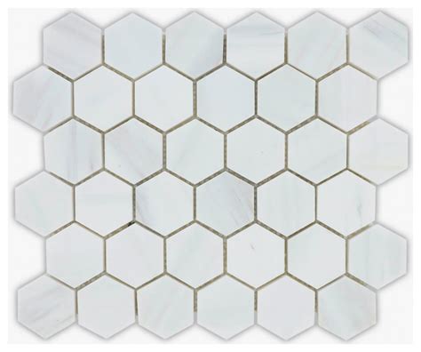 Bianco Dolomiti Polished 2 Hexagon Marble Mosaic 10 38x12