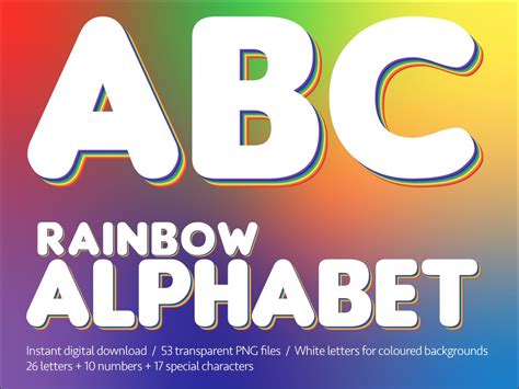 Rainbow Alphabet, Rainbow Letters, Alphabet Clipart, White Letters ...