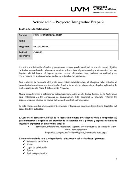 Actividad 5 Proyecto Integrador Etapa 2 Actividad 5 Proyecto