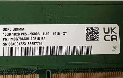 PC5 5600B UA0 데스크탑 DDR5 UDIMM 16GB HMCG78AGBUA081N BA 16G 1RX8