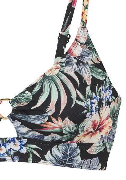 Lascana Triangel Bikini Top Salsa Schwarz Bedruckt Cup A B