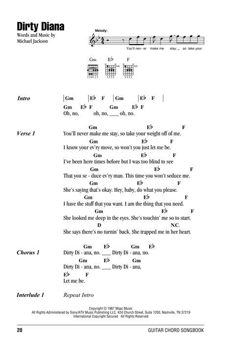 Dirty Diana by Michael Jackson - Guitar Chords/Lyrics - Guitar Instructor