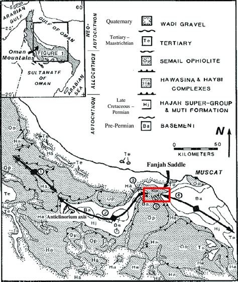 Location Map Showing The Simplified Geology Of The Oman Mountains And