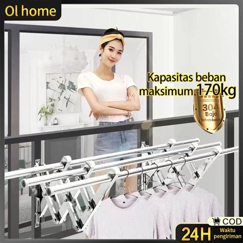 Jual Olhome Jemuran Baju Tempel Dinding Jemuran Pakaian Lipat Stainless