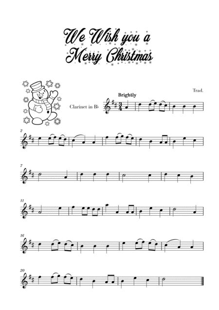 We Wish You A Merry Christmas For Clarinet Arr Cadenza Editions