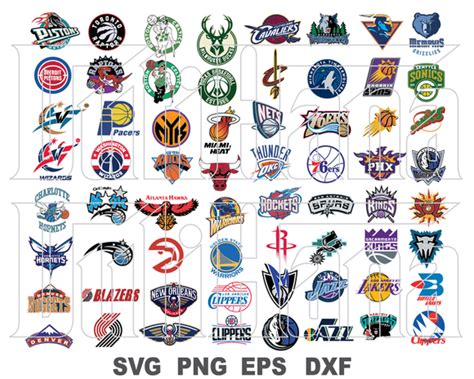 Bundle 64 NBA Svg American basketball team logos logo clipart print de