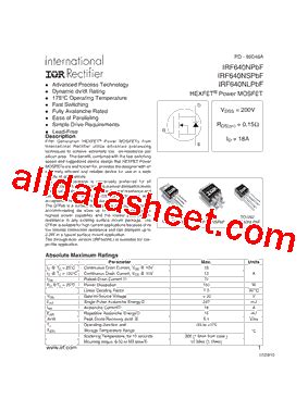 IRF640NPBF Datasheet PDF International Rectifier