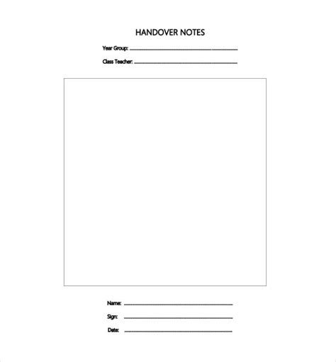 Template For Handover Notes