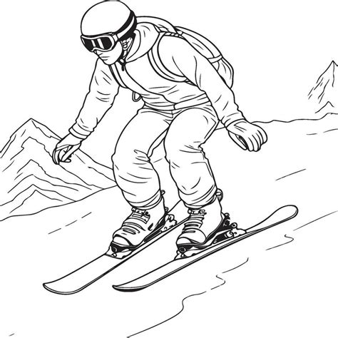 Coloring Page Depicting Winter Sports 29256000 Vector Art At Vecteezy