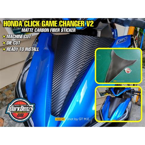 Honda Click Version 2 Black 3D Matte Carbon Fiber Sticker Decals