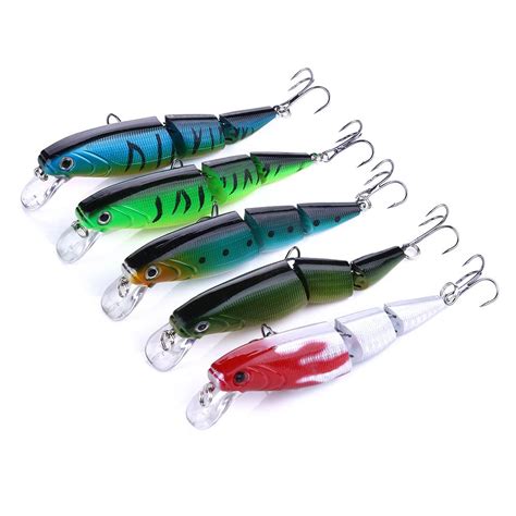 Cheap Hengjia 1pcs 3sections Hard Jointed Minnow Fishing Bait Hooks