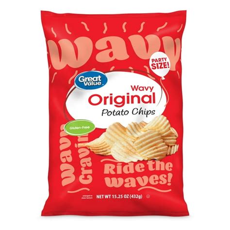 Great Value Original Wavy Potato Chips Party Size 15 25 Oz Walmart