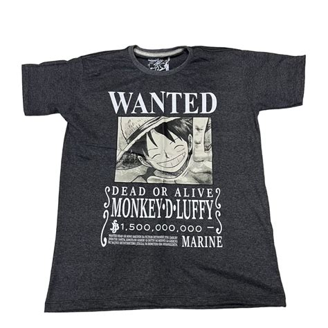 Camiseta One Piece Luffy Wanted Blusa Adulto Unissex Anime Sf