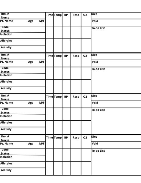 Simple CNA PCA Report Sheet 8 Patients Shift Report Vitals Etsy UK