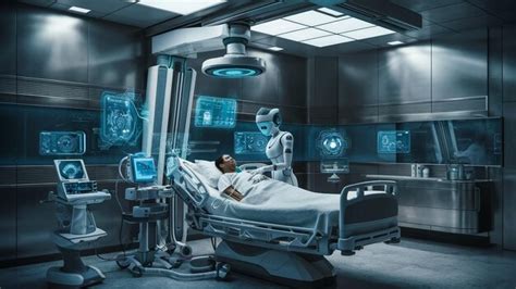 A Futuristic Hospital Room With AIpowered Medical Equipment Premium