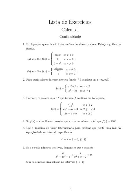 Lista Seção 2 Calculus Exercises Lista De Exerc ́ıcios C ́alculo I