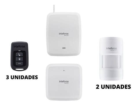 Kit Alarme Sem Fio Intelbras Amt 8000 2 Zonas 3 Controles Alarme