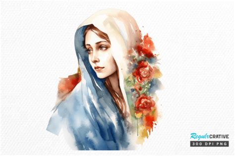 Watercolor Virgin Mary Clipart Png Graphic By Regulrcrative · Creative