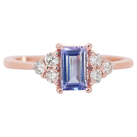 Enchanting 14k Rose Gold Tanzanite And Diamond Pave Ring W 1 01 Ct