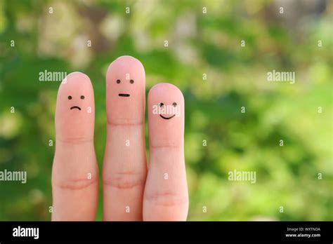 Fingers Art Of People Concept Of Positive And Negative Emotions Stock