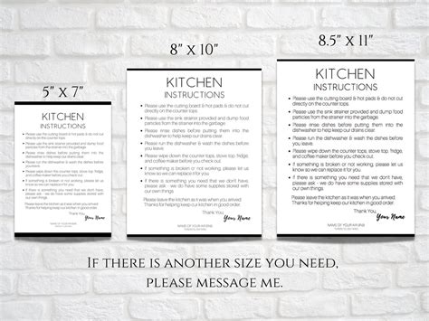 Airbnb Kitchen Rules Sign Template Editable Airbnb Sign Etsy Uk