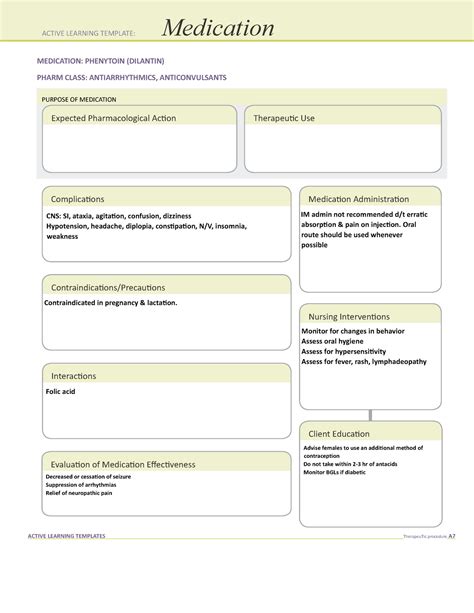 Phenytoin Medication Template Printable Word Searches