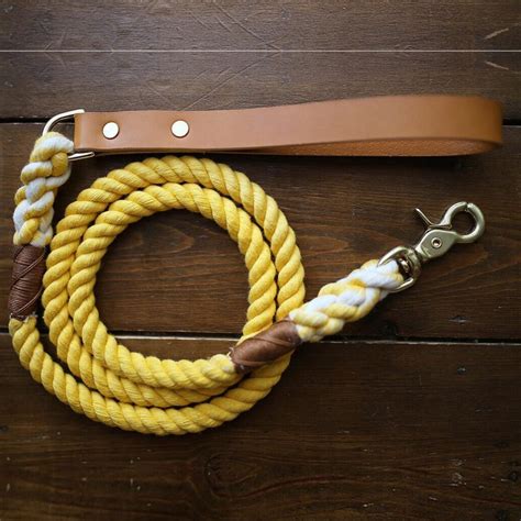 Yellow Dog Rope Lead With Handle Yellow Cotton Rope Dog Leads