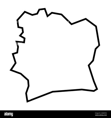 Ivory Coast Country Thick Black Outline Silhouette Simplified Map