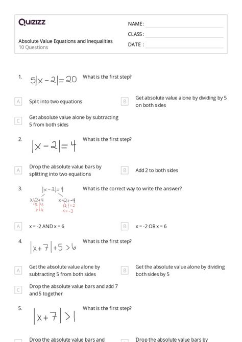 50 Absolute Value Equations Functions And Inequalities Worksheets Worksheets Library