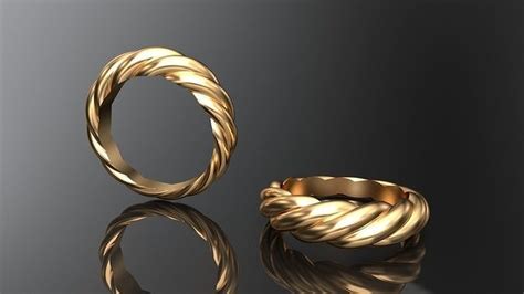 Rope Design Ring Band 6 mm wide 0237 3D model 3D printable | CGTrader