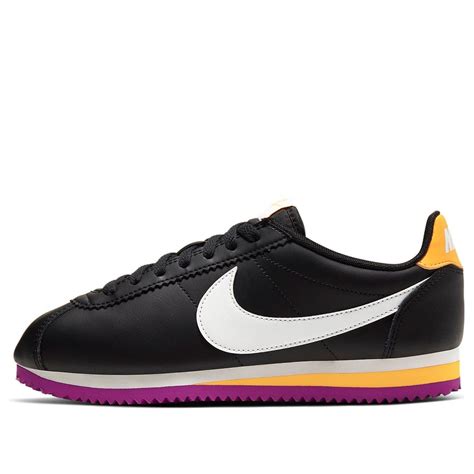 Wmns Nike Classic Cortez Leather Black Laser Orange Purple 807471