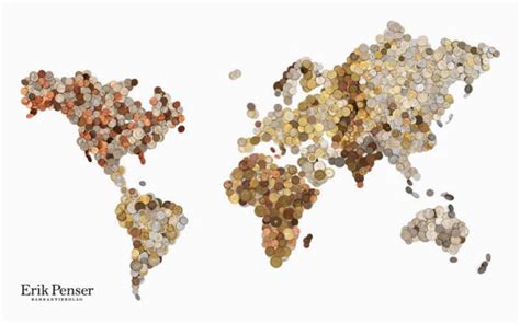 World Map Made of Coins