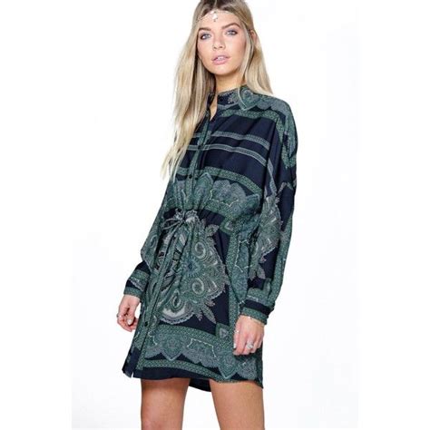 Boohoo Asia Paisley Shirt Dress Featuring Polyvore Womens Fashion