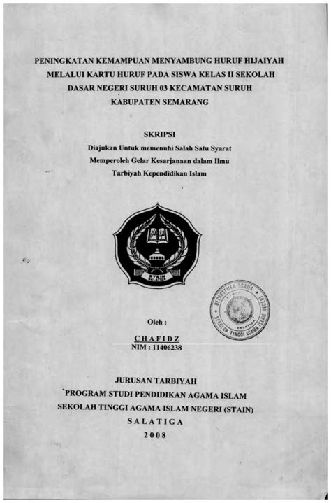 Pdf Peningkatan Kemampuan Menyambung Huruf Hijalyah E Repository