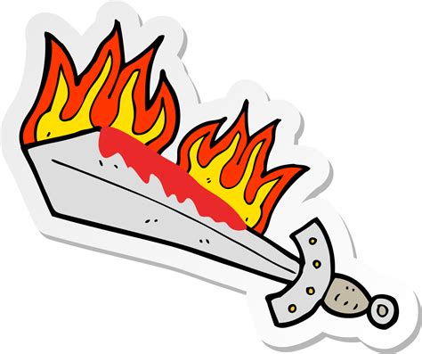 Sticker Of A Cartoon Flaming Sword 45141043 Png