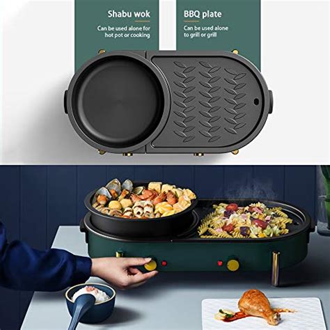 W Electric Smokeless Barbecue And Hot Pot Non Stick Coating Multi Function Pot Separate Dual