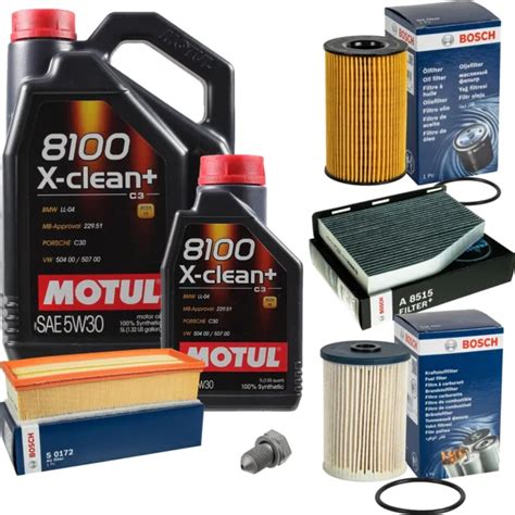 BOSCH INSPECTION SET 6L Huile Motul 8100 X Clean 5W 30 Pour VW Skoda